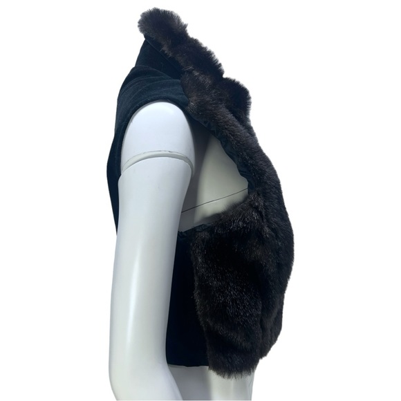VTG 80's/90's Kathleen for Sweet Herb Dark brown Faux Fur/Velvet Vest Sz M/L - Picture 3 of 13